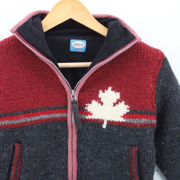 Delux Wool Jacket Kids Unisex Multicolor CANADA Full Zip Poler Fleece Lined - Picture 2 of 8